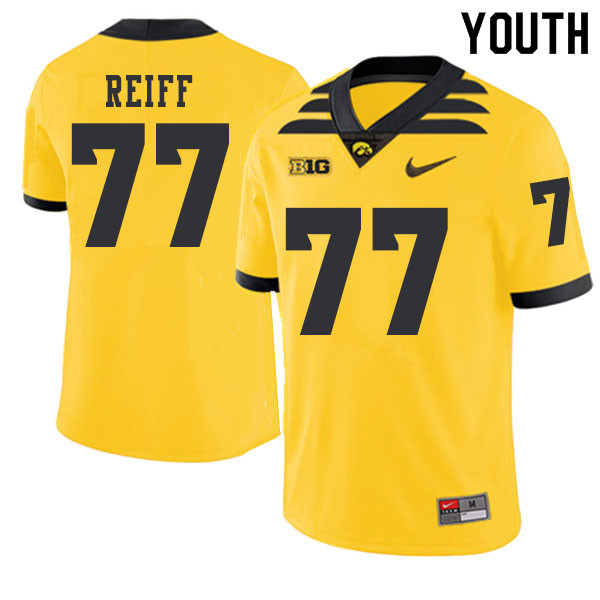 2019 Youth #77 Riley Reiff Iowa Hawkeyes College Football Alternate Jerseys Sale-Gold